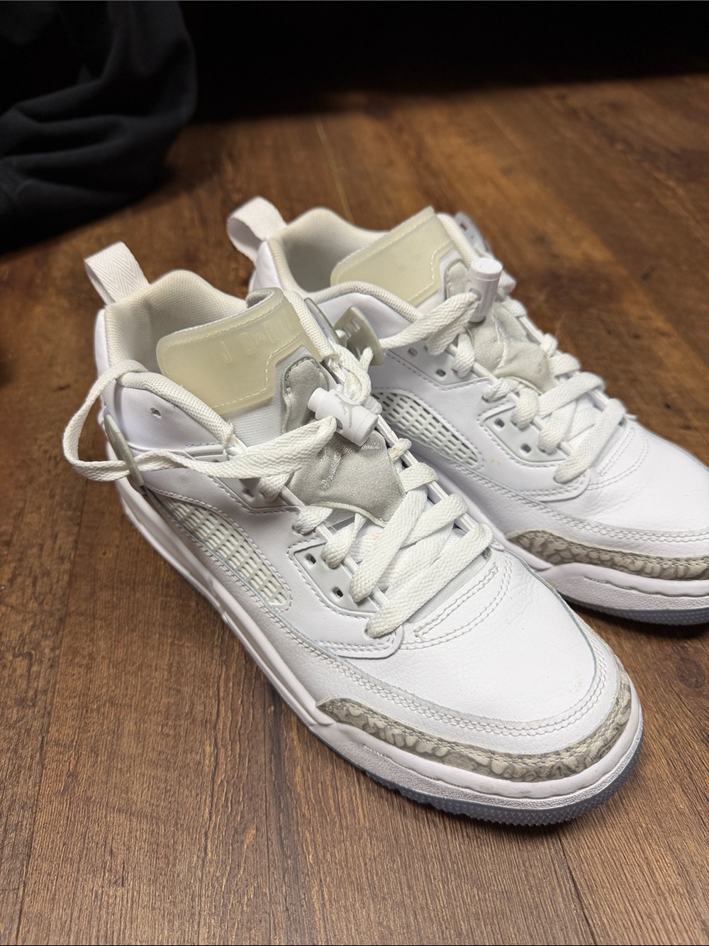 Jordan Women White Leather Sneakers with Cream Accents